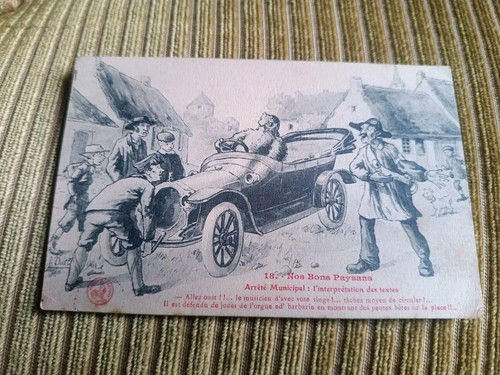 Cpa voiture humour garde - voiture,