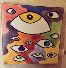 Tableau peinture Toile 60x60 art contemporain moderne signé French painting