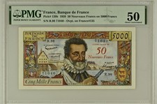 FRANCE (P.139B) 50 NEW FRANCS ON 5000 FRANCS 1959 "HENRI IV SURCHARGÉ" PMG 50 