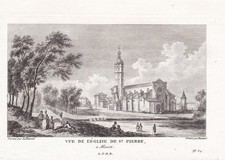 Macon Église Saint-Pierre Saône-et-Loire Bourgogne Gravure Estampe Cuivre