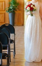 Robe de mariée blanche à dentelle taille 38, longueur idéale pour femme de 1m70