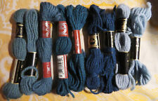 ECHEVETTES LAINE COLBERT DMC pour TAPISSERIE 8 m coloris BLEUS assortis lot  10