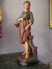 ANCIENNE TERRE CUITE POLYCHROME  STATUE SIGNEE LE GULUCHE L'ISLE ADAM   FIN 19EM