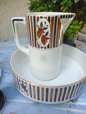 Broc et cuvette de toilette ancien St Amand  Art déco + 2 coupelles