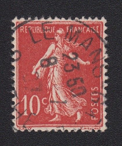 Semeuse fond plein 10c - , rouge
