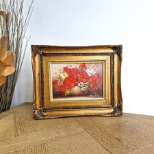 Robert Cox Huile sur toile vintage signée tableau peinture encadré nature morte