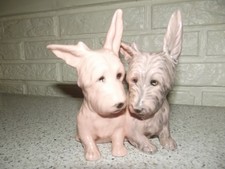 Superbe Couple Chien Fox Terrier Porcelaine Allemande SCHAUBACH KUNST Art Déco