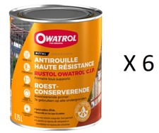 6 X 0.75 L PEINTURE SOUS COUCHE PRIMAIRE ANTIROUILLE HAUTE RESISTANCE RUSTOL CIP
