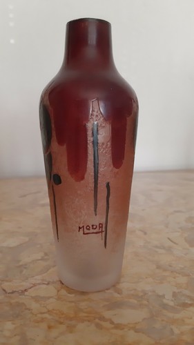 Vase dégagé acide signé - vase,