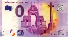 80 THIEPVAL Mémorial 2, N° de la 2ème liasse, 2017, Billet Euro Souvenir