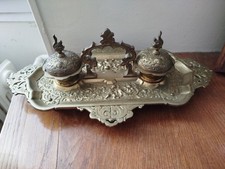 Encrier Double Ancien Bronze XIX Ème