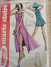 PATRON VINTAGE 70's Marie-Claire -Vintage French  ROBE LONGUE OU COURTE 38 AU 46