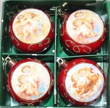 4 boules en plastique décoration de sapin décoration de sapin de Noël rouge ange