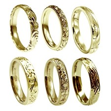 Main Gravé Mariage Anneaux 9ct or Jaune 4mm Escarpin Confort Nouveau UK Hm