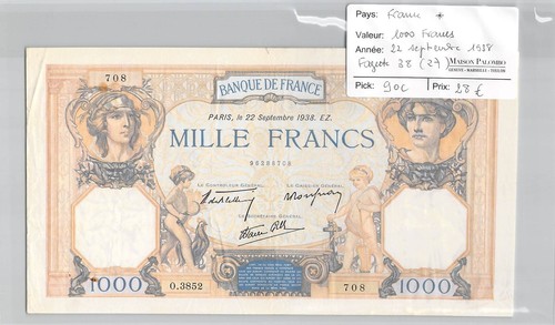 Billet france 1000 - france, francs