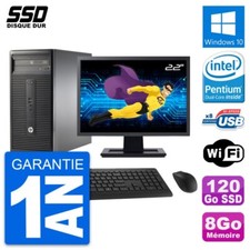 PC Tour HP 280 G1 MT Ecran 22" Pentium G3220 RAM 8Go SSD 120Go Windows 10 Wifi