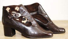 Boots Bottines à Talons Vintage LA LUNA cuir marron 5UK 38FR 6,5US made in Italy