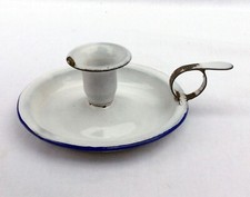 BOUGEOIR A MAIN EMAIL - RAT DE CAVE - ANCIEN - VINTAGE - DECORATION - BLANC - B