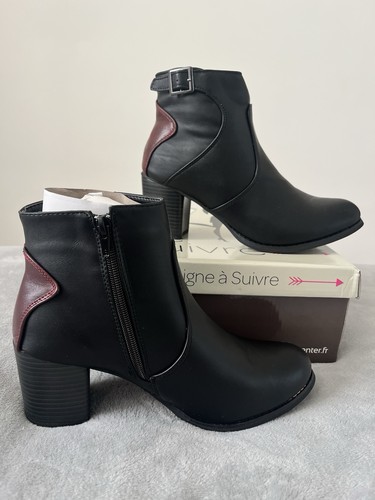 Bottines noire bordeaux - bottines,