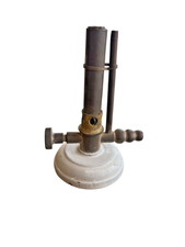 ANCIEN BEC BUNSEN SOCLE PORCELAINE DE LABORATOIRE ÉCOLE CHALUMEAU GAZ C1