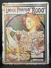 Plaque émaillée publicitaire “Lance Parfum Rodo” style Art Nouveau 41x30,5