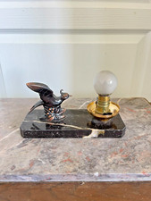 Ancien Lampe Chevet Veilleuse Art Déco Marbre Oiseau