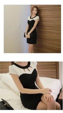 dress Women Lady OL Party Office summar black white fashion sexy fall spring