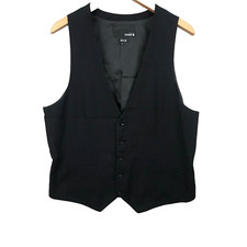 Owk Gilet costume Homme taille L 53 cm noir mariage waistcoat 71% poly 29% visco