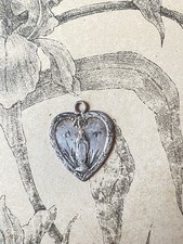 Ancienne Médaille en Argent - Vierge Marie - Forme Coeur - Pendentif