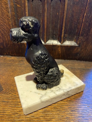 Statue bronze marbre caniche - statue,