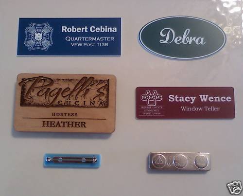 Custom engraved name badges - name,