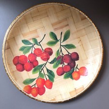 Assiette vintage en osier motif fruits diamètre 20 cm