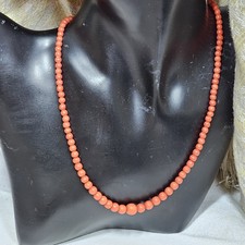 Collier Ancien Perles Corail En Chute 43 Cm 14,8g Fermoir Or 18k Poinçonné