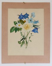 SUZANNE BERNOUARD GOUACHE FLEURS juillet 1960 dédicace à Geneviève