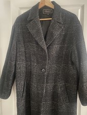 Manteau Mi Long Noir Blanc Avec laine Doublé Fermeture Bouton ALMATRICHI M