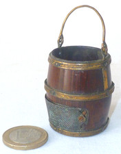 PORTE ALLUMETTES PYROGÈNE ANCIEN SEAU EN PALISSANDRE ET LAITON