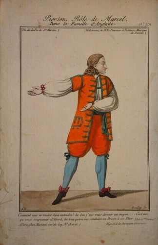 Gravure couleur mode - couleur, costume