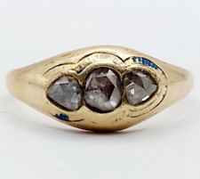 Bague jonc victorienne or 18k diamant taille roses sertis clos (circa 1880)