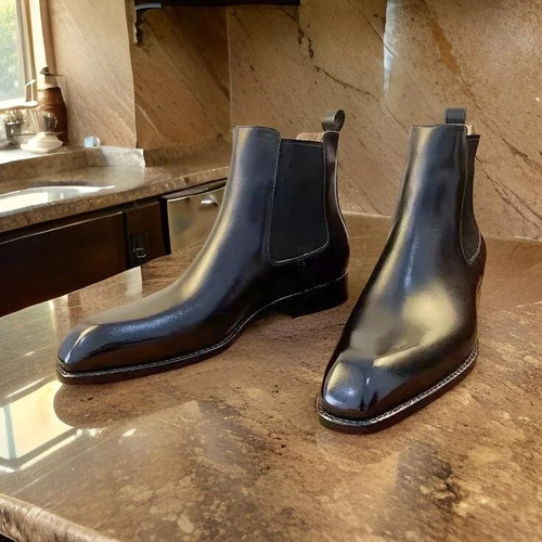 Handmade black leather chelsea - handmade,