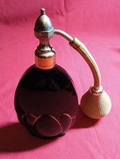 Ancien Vaporisateur Art Nouveau  Marcel FRANCK motif lotus noir et filet or