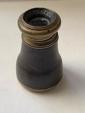 Vintage small leather and brass two sections telescope, no mark or brand.