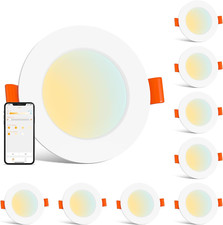 Spot LED Encastrable Dimmable, 8 X 8W Spot Salle De Bain IP44 Blanc Nature, Blan