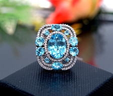 Bague cocktail topaze bleue - bague,
