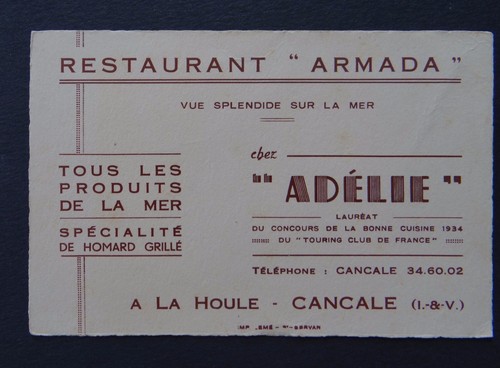 Carte visite restaurant - carte,