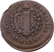 O2303 Convention siège de Mayence 2 sols trois rameaux 1793 ->Make offer