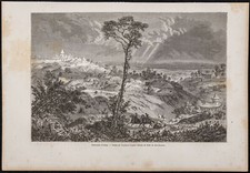 1865 - Panorama d'Ourga (Oulan-Bator) - Mongolie - Gravure ancienne - Yourte