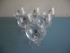 lot 6 verres cognac liqueur cristal Napoléon old crystal glasses Kristallgläser