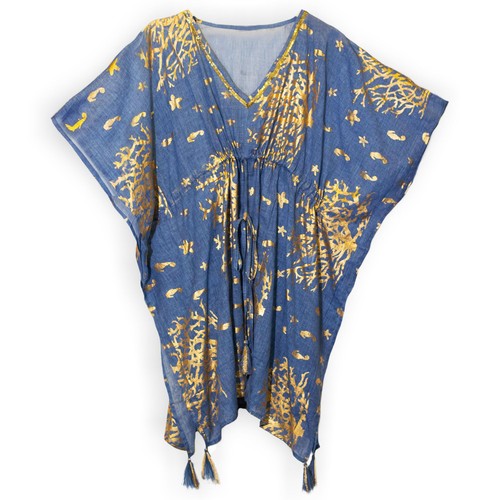 Sea blue with gold coral - sea,