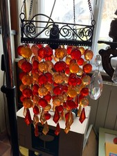 ?? ancien lustre avec pampilles de couleur ?? vintage