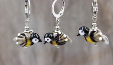 Mésange Charbonnière Oiseaux Set de Bijoux Nature Murano Perles Boucles Breloque